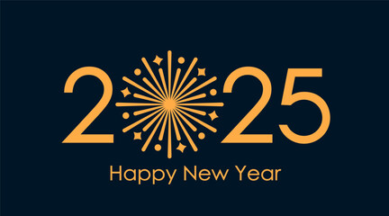 2025 Happy New Year design vector. gold fireworks and trendy new year 2025 design template.