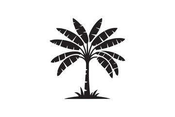 banana tree vector silhouette isolated in white background