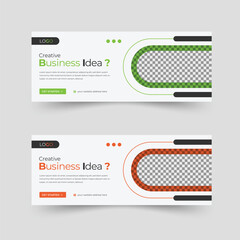 Professional creative corporate business web banner template for digital marketing agency with green and orange color variation