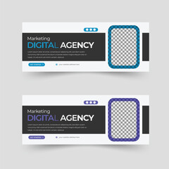 Modern creative geometric simple shape creative web banner template design with two color variation