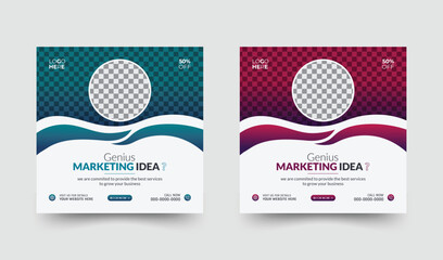 Professional natural shape social media post design for online business marketing and advertising