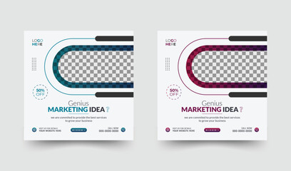 Fully editable abstract creative corporate social media post or web banner design with image replacing area