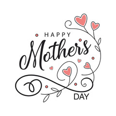 Obraz premium Happy Mother's Day Lettering Typography Vector with Love Elements
