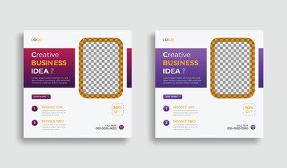 Fully customizable social media post and web banner template design for business marketing promotion