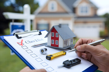 Checklist for Home Purchase with Miniature House Model