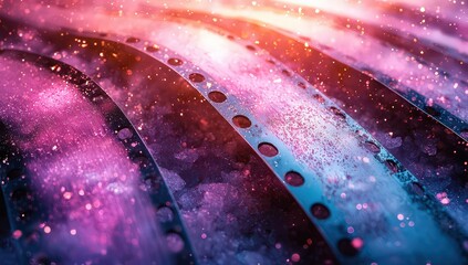 old film negative with white and purple stripes