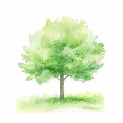 Bright Silhouetted Tree with Lush Dense Leaves Against a Pure White Background, Perfect for Nature and Environmental Themes