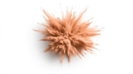 Orange Powder Explosion Isolated on White Background. Abstract Burst of Dust Particles for Creative Design