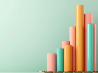 Expanding investments, bar charts climbing, profitable stocks, 3D illustration