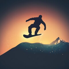 Snowboarder Midair Jump Against Mountain Backdrop