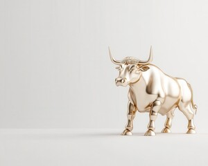 Obraz premium Stock market bull, metallic bull statue, powerful growth symbol, 3D illustration