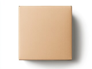 Fototapeta premium A plain, unmarked cardboard box with a textured surface, suitable for storage or shipping purposes, isolate on white background.