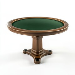Elegant round poker table with a green felt surface on a wooden base.