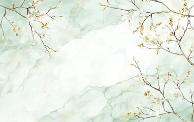 Delicate spring flowers bloom on textured green and white background highlighting seasonal beauty and elegance in nature's artistry