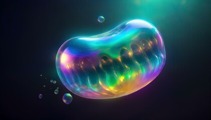 Naklejka premium 오로라 색깔의 형광 물질이 빛을 내뿜으며 공중을 떠다니는 모습