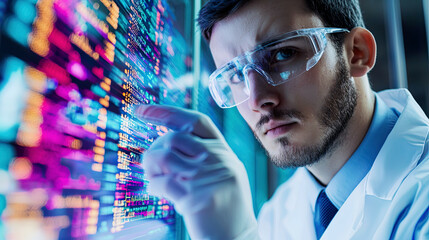 A researcher utilizing advanced bioinformatics software to explore genetic data in real-time