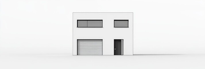Modern Minimalist White House With Garage, 3D Architectural Visualization On White Background