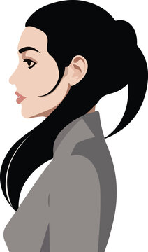 woman profile portrait, black hair, gray suit clip art preview