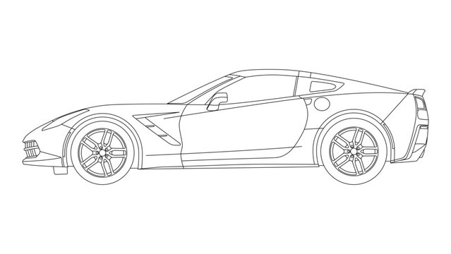 Chevrolet Corvette C7 USA Sport Car 2010s Vector Auto Classic Icon Speed Brutal