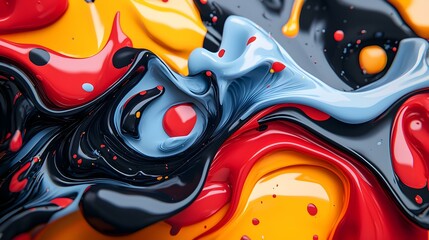 Obraz premium Liquid Fusion, an abstract art piece showcasing vibrant colors and dynamic 3D effects, evokes movement and fluidity in its design.