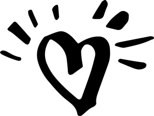 Hand drawn heart with little wing on transparent background. Symbol of love. Doodle style Valentine's day illustration.