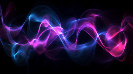 Illustration abstraite de lumi&egrave;res n&eacute;on vibrantes aux courbes fluides et lumineuses