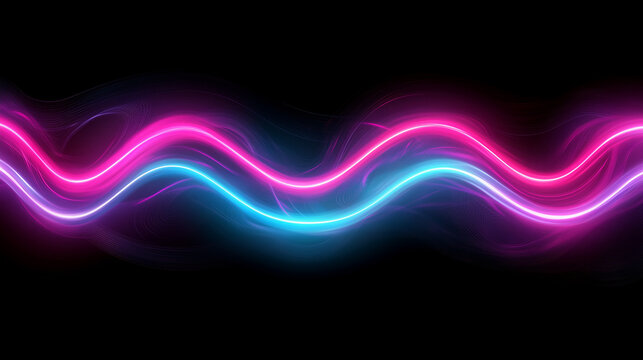 Illustration abstraite de lumi&egrave;res n&eacute;on vibrantes aux courbes fluides et lumineuses