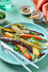 Rainbow roasted carrots with herbs