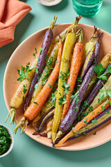 Rainbow roasted carrots with herbs