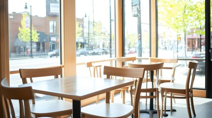 Modern Urban Cafe Interior with Large and Stylish Seating - Cozy Vibrant Atmosphere Perfect for Zoom Backgrounds
