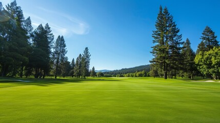 Obraz premium An idyllic golf course setting with neatly trimmed fairways, Golfing essentials impeccably laid out, Classic sporting style