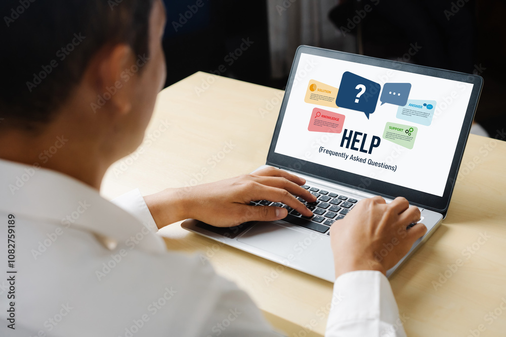 Poster help screen on the website provide answer to faq frequently asked question snugly with knowledge inf