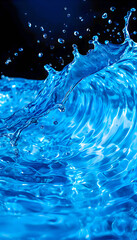 Dynamic water splash background with vibrant colors, moving droplets, and ample copy space for banners, leaflets, and promotional text