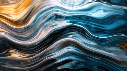 Abstract Wavy Liquid Pattern in Blue and Orange Hues