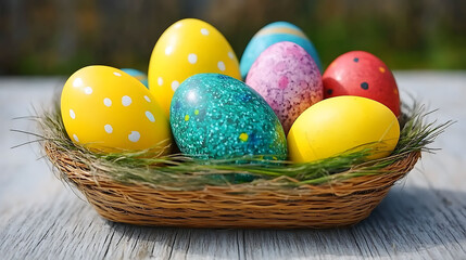 easter eggs in a basket