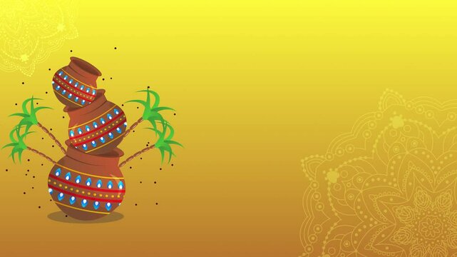 Pongal indian festival horisontal animated background