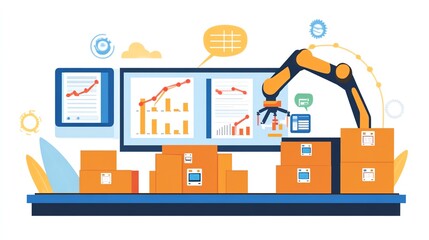 Fototapeta premium Smart inventory tracking system with automated stock management
