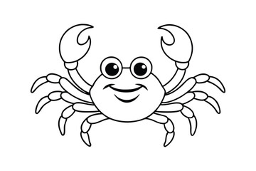 Crab Line Art Vector - Minimalist Marine Animal Outline, Black & White Coastal Design, Nautical Sketch