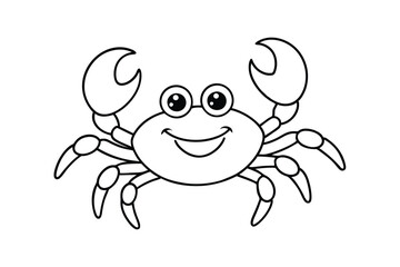 Crab Line Art Vector - Minimalist Marine Animal Outline, Black & White Coastal Design, Nautical Sketch