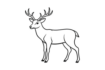 Deer Silhouette Vector - Majestic Wildlife Design with Antlers, Minimalist Black & White Forest Art