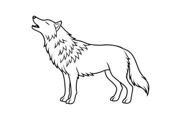 Wolf Line Art Vector - Minimalist Black & White Wild Animal Outline, Majestic and Fierce Design