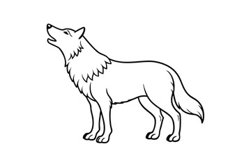Wolf Line Art Vector - Minimalist Black & White Wild Animal Outline, Majestic and Fierce Design
