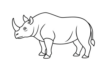 Rhino Silhouette Vector - Powerful Wildlife Design with Horn, Minimalist Black & White Safari Art