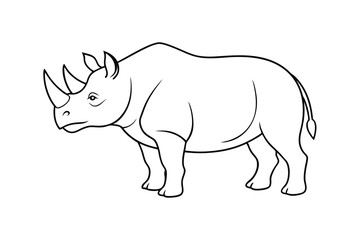 Rhino Silhouette Vector - Powerful Wildlife Design with Horn, Minimalist Black & White Safari Art