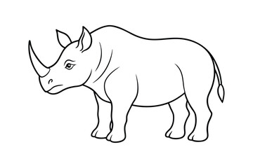 Rhino Silhouette Vector - Powerful Wildlife Design with Horn, Minimalist Black & White Safari Art
