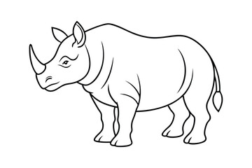 Rhino Silhouette Vector - Powerful Wildlife Design with Horn, Minimalist Black & White Safari Art