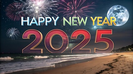 3d-effect 2025 happy new year color