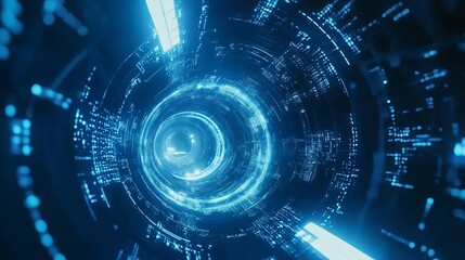 Obraz premium Abstract blue futuristic technology concept background with digital circuitry, high-tech patterns, and innovative design elements for modern digital projects and sci-fi themes
