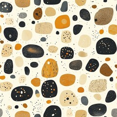 Colorful stones on cream background. Seamless pattern