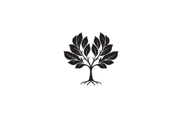 Obraz premium oak leaf silhouette vector outline art illustration logo design